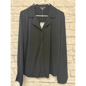 Adrianna Papell Black Knit Long Sleeve Wing Button Up Blouse SZ XL New w/tags